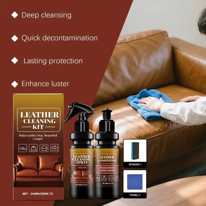 Kit limpiador y acondicionador de cuero para asientos de auto