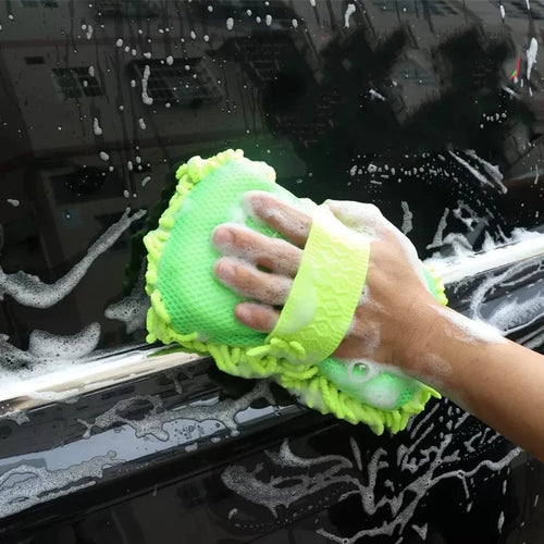 Guante y esponja de microfibra para lavado de auto
