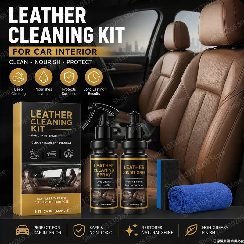 Kit limpiador y acondicionador de cuero para asientos de auto