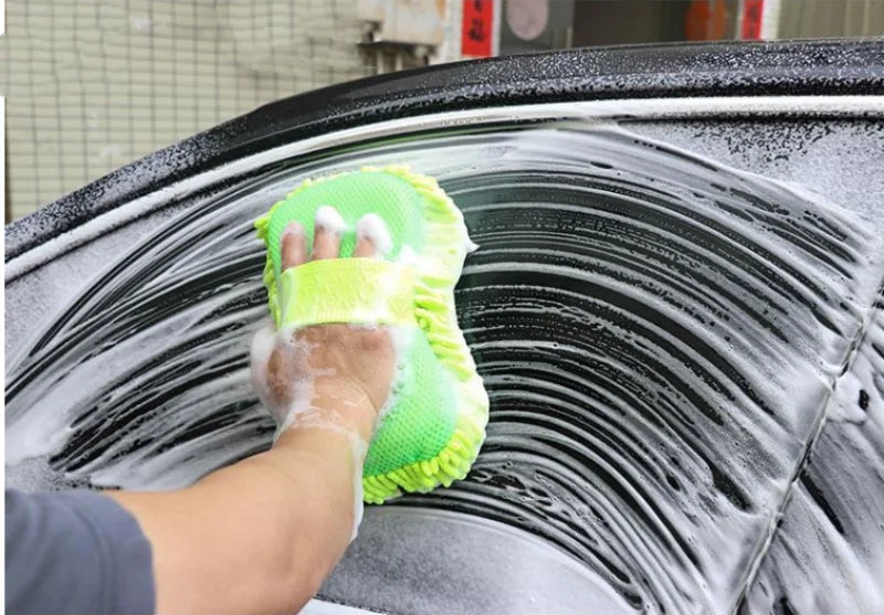 Guante y esponja de microfibra para lavado de auto