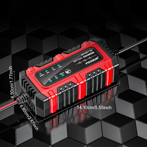 Cargador y mantenedor inteligente de batería 6V/12V para auto y moto