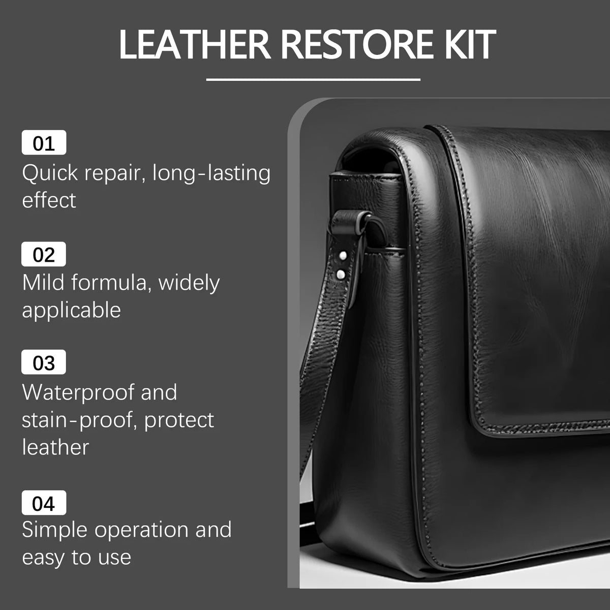 Reparador de cuero para asientos (negro, 60 ml)